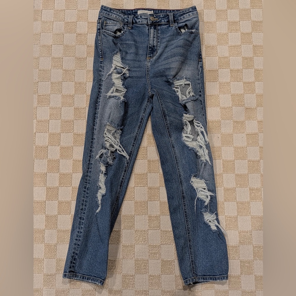 Cello Distressed Denim High Rise Skinny Jeans